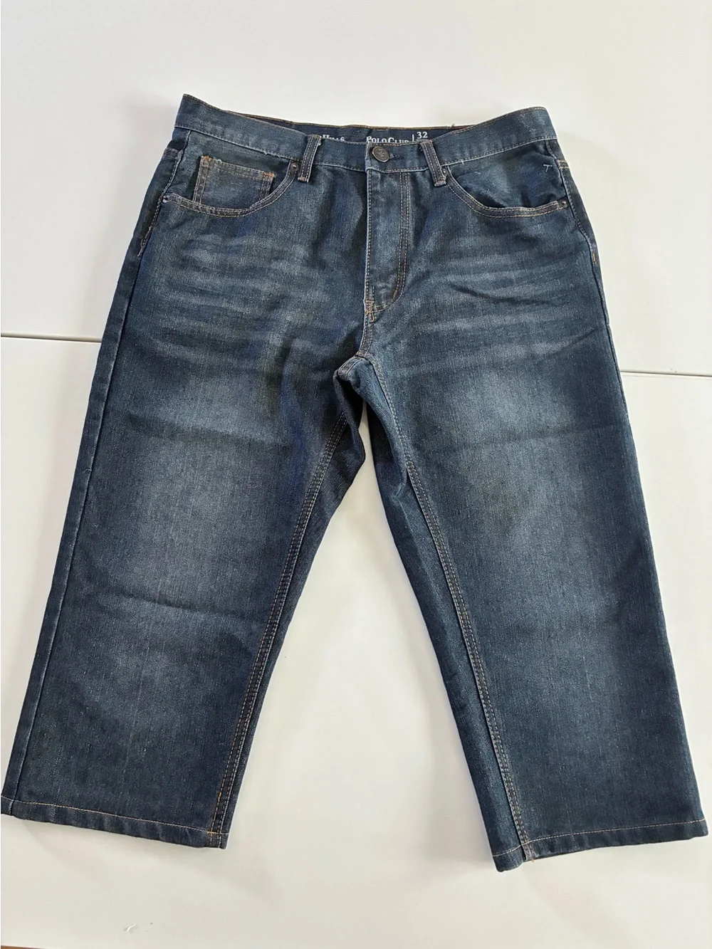 BEVERLY HILLS POLO CLUB 32/32 CLASSIC BLUE DENIM JEAN JORTS CASUAL UNISEX EUC